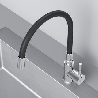 Смеситель для кухни Am.Pm X-Joy S F85B07602 с гибким изливом чёрный/хром